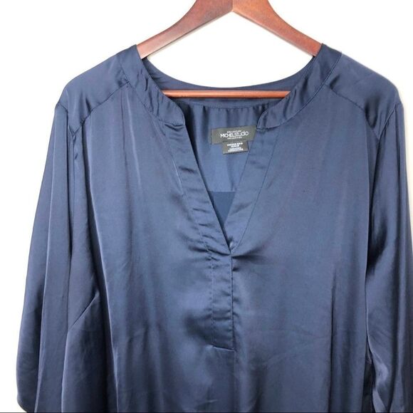 Size 24 Addition Elle Michel Studio Navy Blue Tunic top - Picture 2 of 5